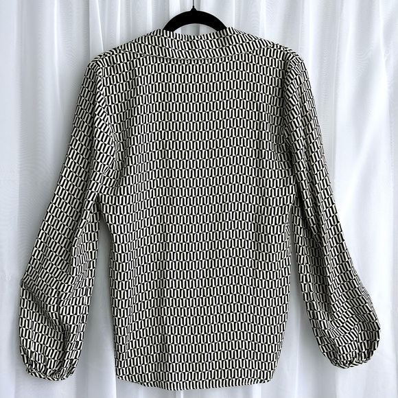 Frame - Silk Blouse, Black and White Patterned Women's Top - Picture 8 of 10